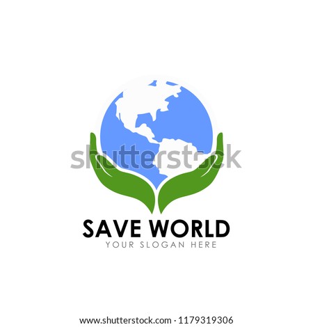 save earth logo design template. save globe logo vector icon Royalty-Free Stock Photo #1179319306