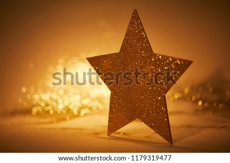 golden sparkling star for christmas decoration
