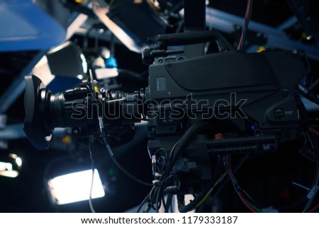 TV camera crane on studio lights