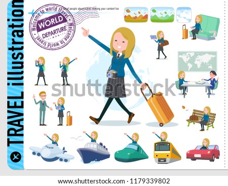 A set of school girl on travel.There are also vehicles such as boats and airplanes.It's vector art so it's easy to edit.