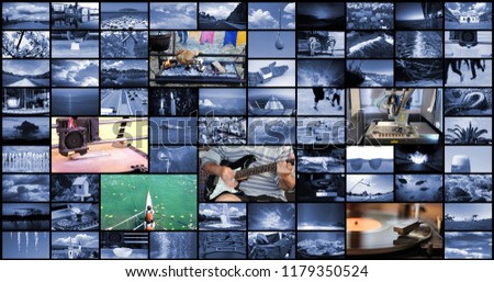 Big multimedia video wall with A variety of images

