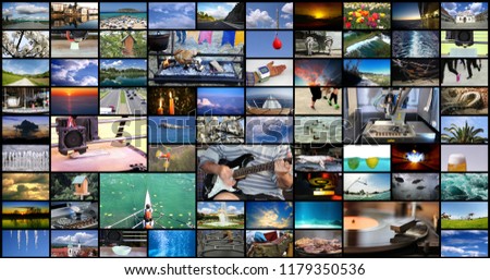 Big multimedia video wall with A variety of images Royalty-Free Stock Photo #1179350536