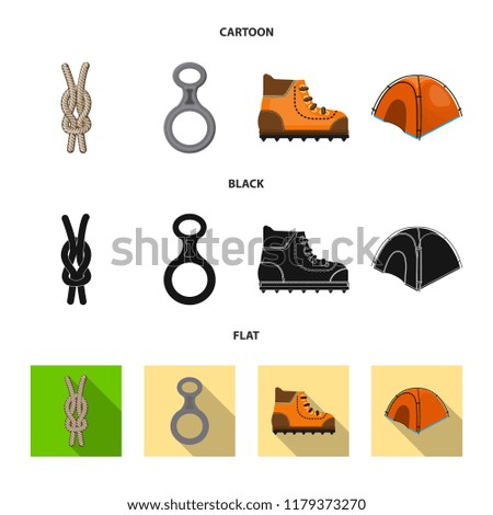 Isolated object of mountaineering and peak logo. Collection of mountaineering and camp stock vector illustration.