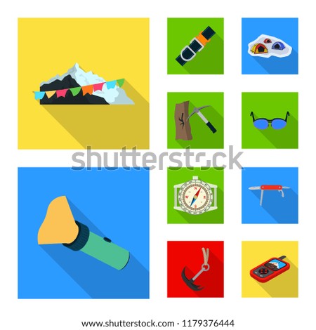 Vector design of mountaineering and peak symbol. Collection of mountaineering and camp vector icon for stock.