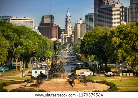 City hall and Benjamin Franklin Parkway Philadelphia, Pennsylvania, USA