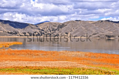 Rural mountainous landscape (with lake). Andes. Peru.
