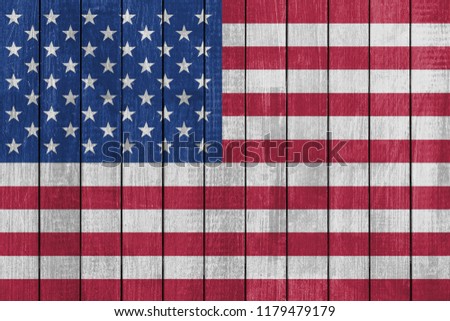 Background texture of boards in the form of a flag of United States