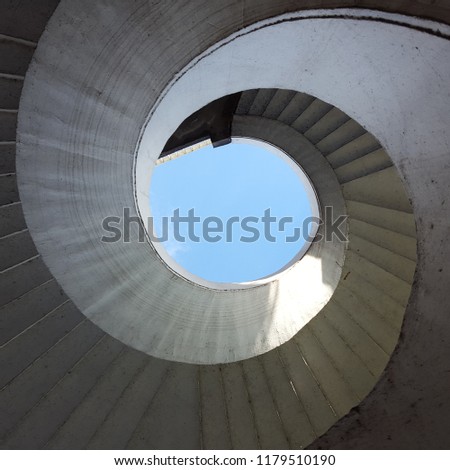 Concrete spiral stairs in Warsaw, Poland (lookup)