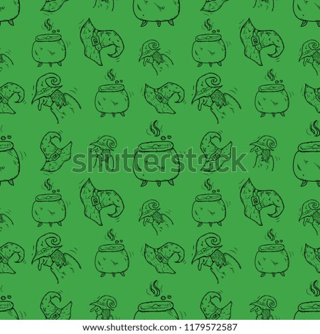 Halloween event seamless pattern doodle with hand drawing elements