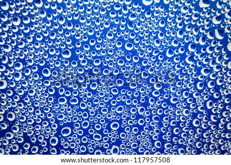 Water drops, dark blue color