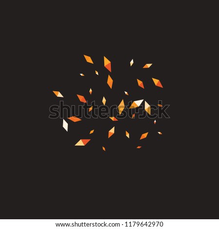 Confetti of two-colored rhombs isolated on white background.Falling confetti from minimalistic geometric figures. Abstract triangles and rombs for label, card, poster, cover, leaflet, textile design.