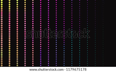 Small bright circles on a dark background. Vivid gradient. Neon colors. Abstract geometric background. Vector illustration. Geometric shapes Wallpaper for print, advertising, social media 