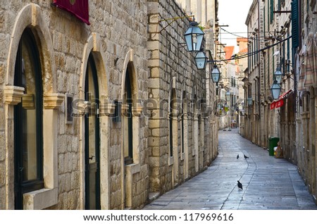 street in the small town Dubrovnik, Croatia Royalty-Free Stock Photo #117969616