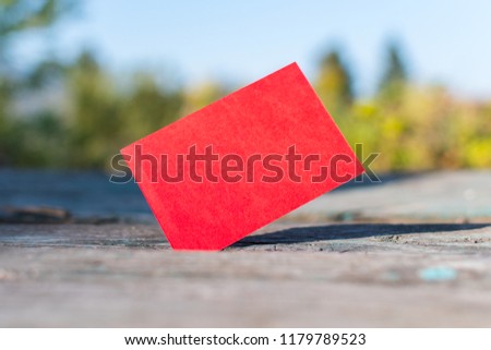 Red Business Card outdoor. The template for the mock up