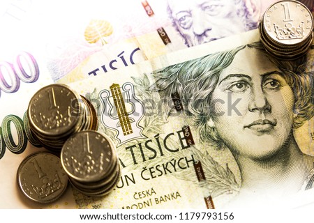 Czech money close-up. Czech Crown. Ceska koruna.