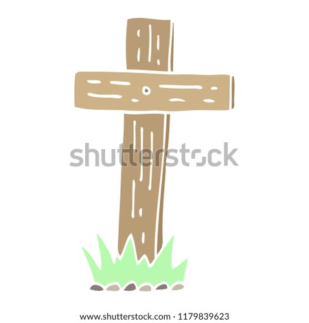 flat color illustration cartoon wooden cross