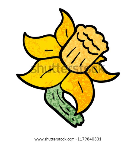 grunge textured illustration cartoon daffodil