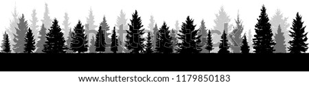 Trees,  silhouette of forest, vector