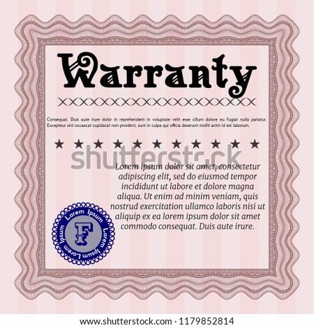Red Vintage Warranty template. Excellent design. With quality background. Customizable, Easy to edit and change colors. 