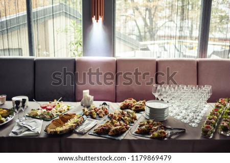 Buffet table at a wedding. Wedding decorations trend