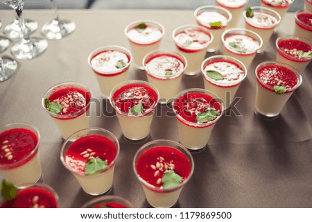Buffet table at a wedding. Wedding decorations trend