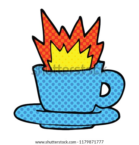 comic book style cartoon cup of coffee