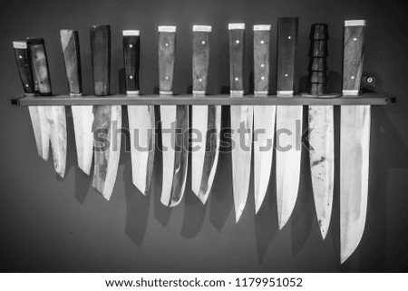 Set of metal knife, Backgrounds