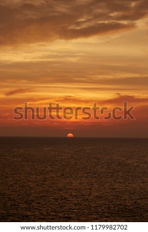 Sunset amazing, mountains, ocean waves and beach, Acapulco de Juarez, Mexico, Pacific Ocean, North America
