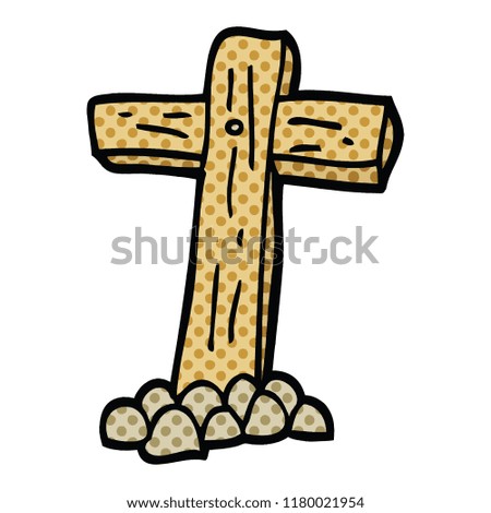 comic book style cartoon wooden cross