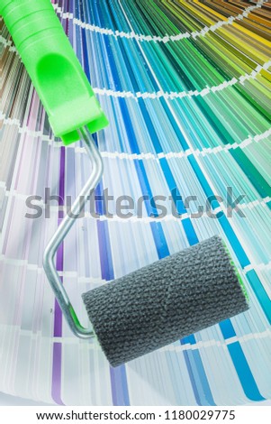 Set of paint roller pantone fan on white background.