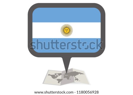 An Illustrated Map and Pointer with the Country Flag of  Argentina