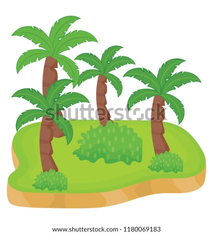 
An island with trees and in a seaside, tropical island 
