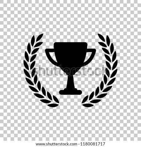 Champions cup with laurel wreath. Simple icon. On transparent background. Royalty-Free Stock Photo #1180081717