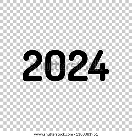 2024 number icon. Happy New Year. On transparent background.