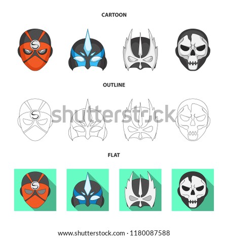 Isolated object of hero and mask sign. Set of hero and superhero stock symbol for web.