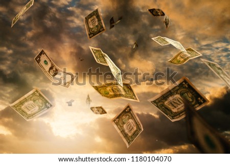 money falling from the sky