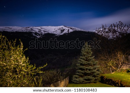 Night photography on a little town in Cerdanya, Meranges (catalan pyrenees).
Curch and nature. Night contrasts.