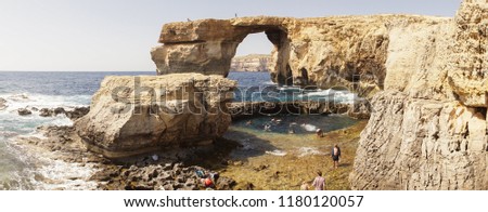 Azure Window Rock formation on the Island of Malta in Europe.