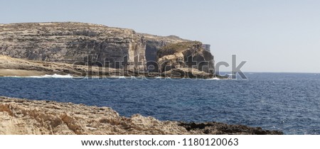 Azure Window Rock formation on the Island of Malta in Europe.
