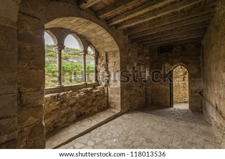 Door and archway in medieval castle