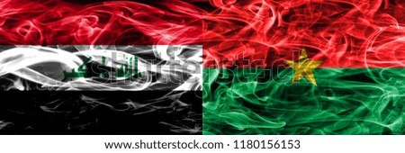 Iraq vs Burkina Faso colorful concept smoke flags placed side by side
