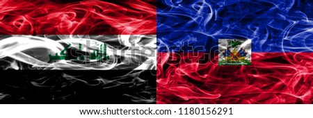 Iraq vs Haiti colorful concept smoke flags placed side by side