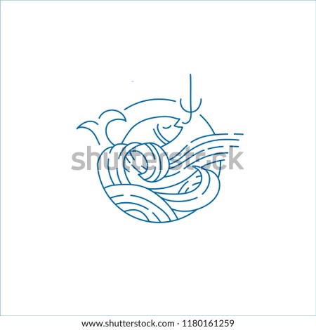 Vector icon and logo for sea or fish, asian food and seafood