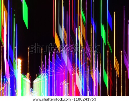 Blurred images of light motion from various fluorescent light bulbs