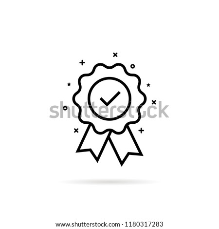 guarantee or medal thin line icon. concept of minimal consumer control emblem or assurance. flat stroke trend modern distinction win logotype graphic lineart design simple element on white background Royalty-Free Stock Photo #1180317283