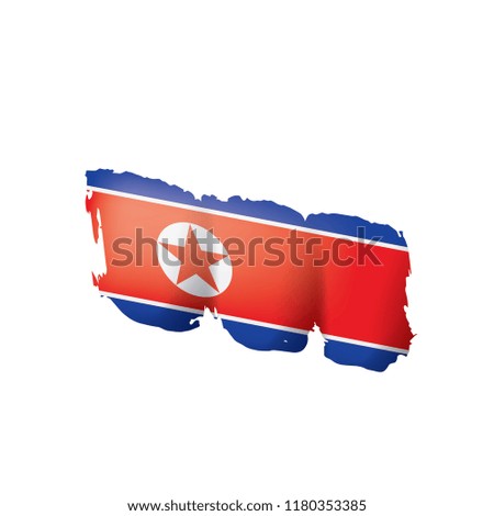 North Korea flag, vector illustration on a white background.
