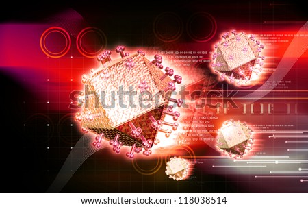 Digital illustration HIV  in colour background
