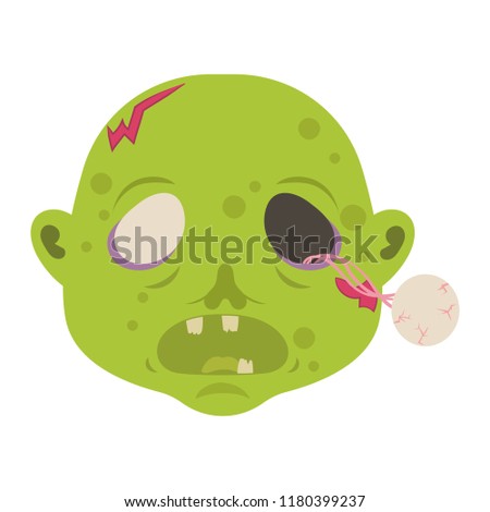 Green Scary Zombie Halloween Character Emoticon