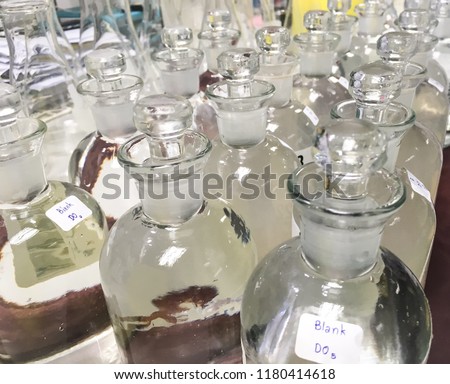 Bottle of Biochemical Oxygen demand analysis in Laboratory. Water samples from wastewater treatment plant