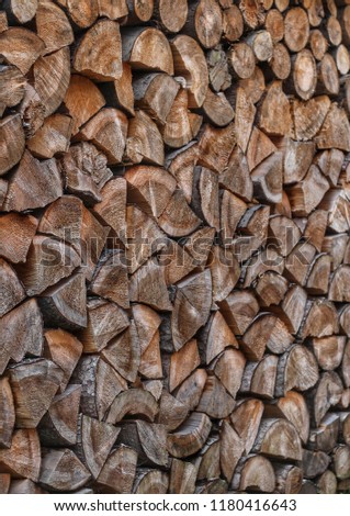 sliced wood background . big firewood